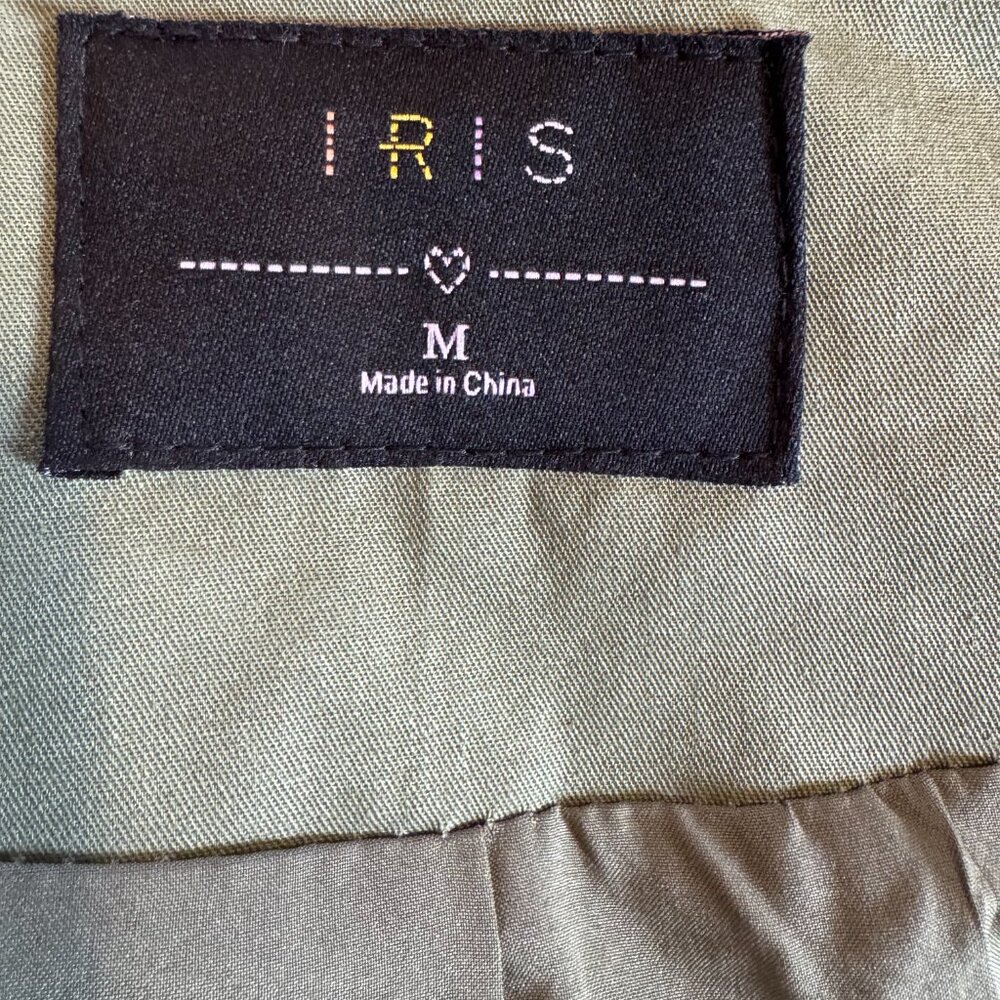 Minimalist Capsule Iris Olive Cropped Double Breasted Cotton Trench Medium - Picture 11 of 13